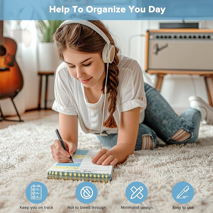 To Do List Notepad, To Do List Notebook for Work with 52 Undated Sheets, Daily To Do List Planner, Checklist Organizer Notebook for Office, Home and School- Blue