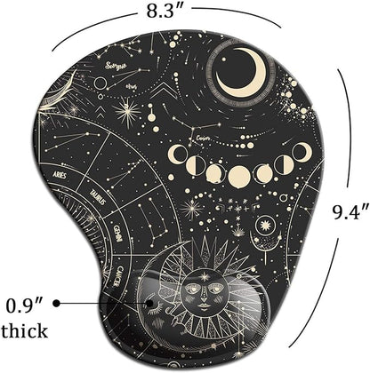 DOOKE Ergonomic Mouse Pad with Wrist Support, Cute Mouse Pads with Non-Slip Rubber Base for Home Office Working Studying Easy Typing & Pain Relief Moon Sun