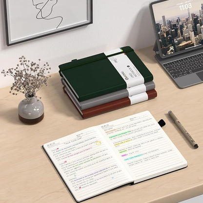 Lined Journal Notebook, 4 Pack, 180 Pages, A5 Journals for Writing, 100 GSM Thick Paper, Small Notebooks Daily Journal for Women Men Work, Business, School, Travel Supplies