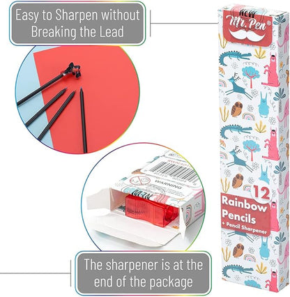 Mr. Pen- Rainbow Pencils, 12 Pack, 7 Color in 1 Rainbow Colored Pencil with Sharpener, Fun Pencils for Kids, Rainbow Pencils for Kids, Colored Pencils for Kids, Color Pencils for Kids