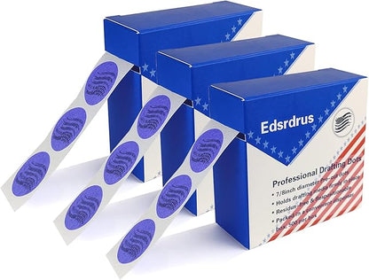 3 Pack Drafting Dots 7/8' Diameter, Low Tack, Easy Removal, Pre-Cut Drafting Tape Dots for Tracing, Drawing, Positioning, Roll of 500 Per Box (Purple)