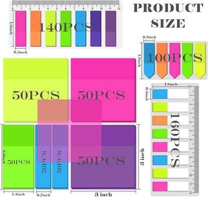 BAYTORY 700 Sheets Transparent Sticky Notes, Clear Bright Waterproof 3 x 3 inch See Through Memo Pad, Self-Adhesive Translucent Writable Index Tabs for Annotating Book, Office & School Study Supplies