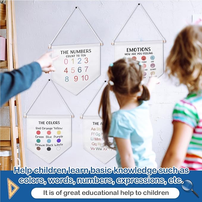 Boao 4 Pcs Boho Classroom Decor Hanging Classroom Decorations Wall Display Banners Elementary Wall Art Banner Welcome to Teacher Gift(Education,Cute)