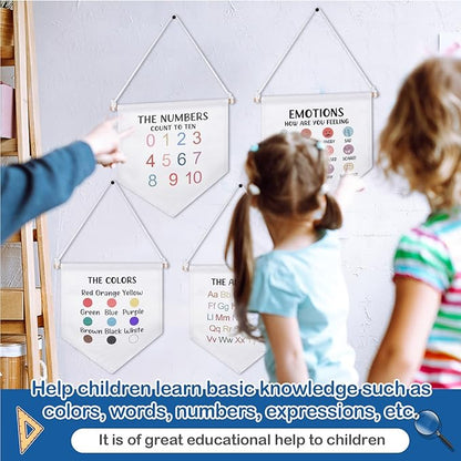 Boao 4 Pcs Boho Classroom Decor Hanging Classroom Decorations Wall Display Banners Elementary Wall Art Banner Welcome to Teacher Gift(Education,Cute)