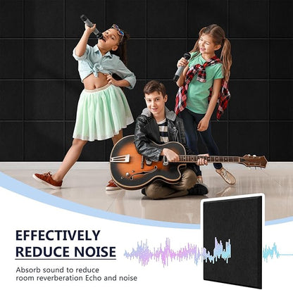 4 Pack Cork Board Tiles 12x12 Inches, 1/2" Thick Felt Cork Squares with 30 Push Pins, Bulletin Board Pin Board, Adhesive Cork Board for for Wall for Home, Office, and Kitchen (Black)