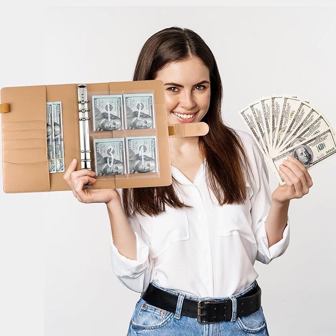 Brown 100 Envelope Money Saving Challenge Money Saving Challenge Binder Budget Binder 100 Envelopes and Tracker Money Saving Book for Budget Planning and Saving Money for Office Home School
