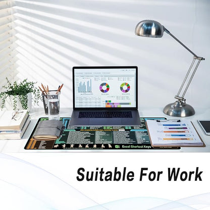 Excel Shortcut Kyes Mouse Pad,Large XXL Excel Cheat Sheet Desk Pad,Pc Office&Gaming Keyboard Mat, Non-Slip Spreadsheet Shortcuts Mousepad 35.4" x 15.7"