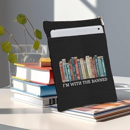 Book Themed Gifts Funny Waterproof Book Sleeve Book Pouch Book Themed Gifts for Women Best Friend Coworkers Book Covers for Paperbacks Book Accessories Book Protector with Zipper and Front Pocket