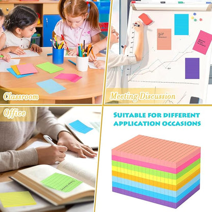Yexiya 64 Pcs Lined Sticky Notes Self Stick Notes with Lines Bright Assorted Colors Sticky Notes for Home Office Products Post Memos, 1920 Sheets(4 x 6 Inch,Classic Color)
