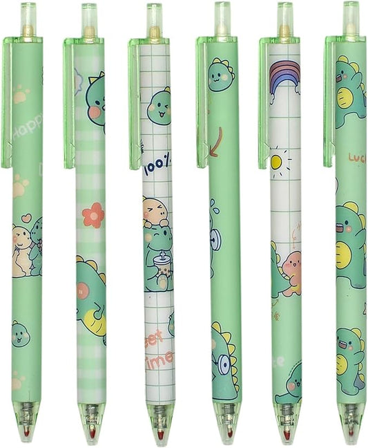 YYaaloa 48pcs Cute Pens Black Gel Ink Pens Green Dinosaur Pens Retractable 0.5mm Gel Pens Fun Pens for Kids Girls Boys Women Office School Supplies Christmas Xmas Gifts