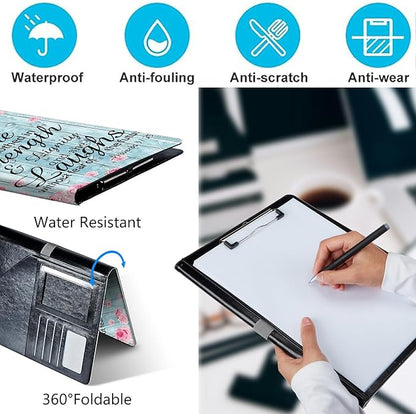 PU Leather Padfolio Folder Clipboard Portfolios Organizer Conference Document Organizer with Business Card Holder Storage Clipboard Writing Pad,Bible Quote Proverbs 31-25