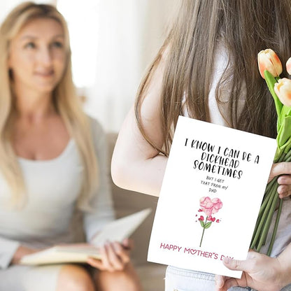 UUEFKTN Funny Mother's Day Card Gift for Mom Stepmom Grandma, Humor Mothers Day Card Gift from Son Daughter Kids