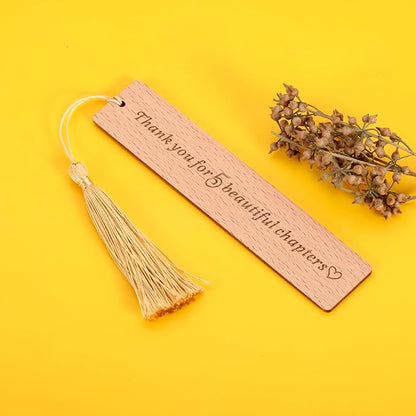 Wooden Bookmark 5 Year Anniversary Wedding Gifts for Women Men Him Her 5th Anniversary Gift for Husband Wife 5th Anniversary Valentines Gift, Christmas Gift Ideas, Thank You for 5 Beautiful Chapters