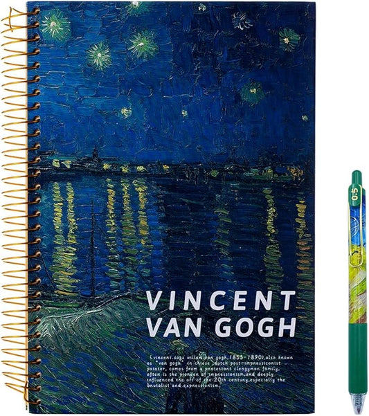 Van Gogh Notebook Hardcover Spiral Notebook Art Journal 10.6" x 7.3" 300 Pages Spiral Wide Ruled Notebook, Notebooks for Work,Gifts,Office,School