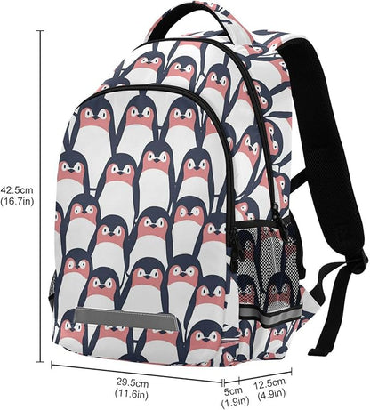 MNSRUU Laptop Backpack with Chest Strap, Cute Penguin School Backpack, Travel Hiking Backpack for Boys Girls Teen Adult, Rucksack, Knapsack