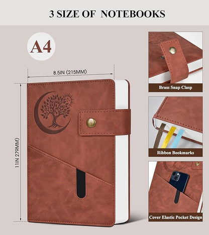 365 Page Thick Lined Journal Notebook for Men Women, A4 Large Leather Journals for Writing, Hardcover Notebooks for Work, School, Note Taking, Business, Travel Diary, College Ruled 8.5" x 11"