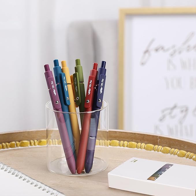Mr. Pen- Retractable Gel Pens, 6 Pack, Vintage Color Barrels, Black Gel Pens, Fast Dry, Gel Pens Fine Point 0.5mm, Retractable Pens, Cute Pens, Gel Ink Pens, Black Pens, Aesthetic Pens for Journaling