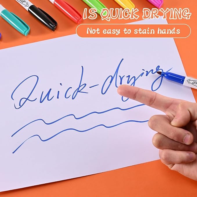 Permanent Markers Assorted Colors Set, 12 Colored Markers 84 Pack, Fine Point，Works on Wood, Plastic, Metal, and More, for Adults, Artist, Taecher, Kids