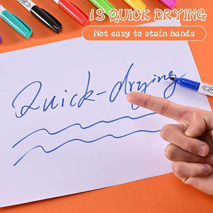 Permanent Markers Assorted Colors Set, 12 Colored Markers 84 Pack, Fine Point，Works on Wood, Plastic, Metal, and More, for Adults, Artist, Taecher, Kids