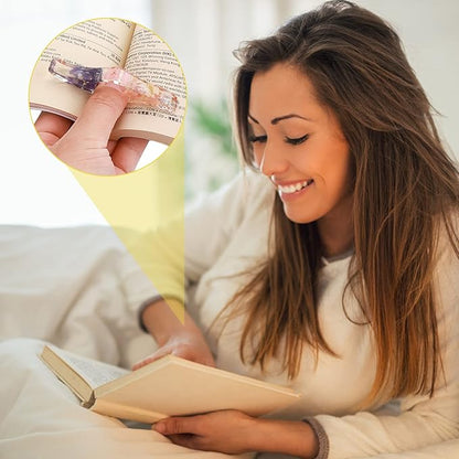 Prasacco 2 Pieces Book Page Holder, Dried Flower Resin Book Holders for Reading Thumb Ring Page Holder Flower Bookmark Reading Accessories for Readers Book Lovers Bookworm Bookmarks (2PCS Style5)