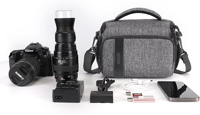 DOMISO Camera Bag Case Waterproof Anti-shock Shoulder Bag, Dark Grey