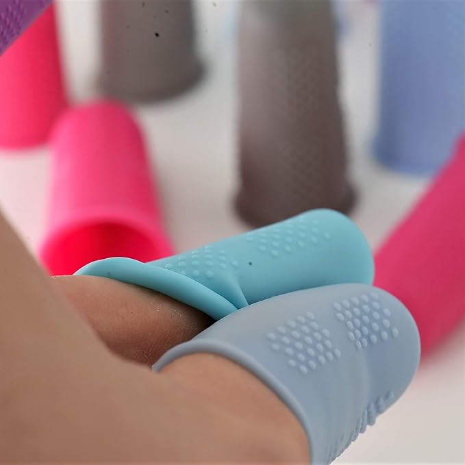 Finger Protectors [Flex Series - 18-Pack] Silicone NonStick Tip Covers [All in Size Small - 3 of Each Color in 6 Colors] for Hot Glue/Sewing/Wax/Rosin/Resin/Honey/Adhesives