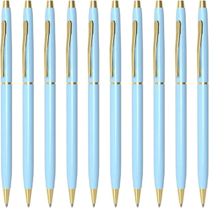 Cambond Ballpoint Pens Blue Pens - Fancy Pens Black Ink 1.0 mm Medium Metal Pen Retractable Smooth Writing for Men Women Police Uniform Office Business, 10 Pack (Blue)