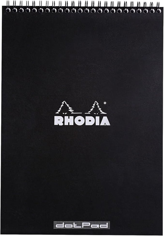 Rhodia Wirebound Notepad, A4, Dot - Black (185039C)