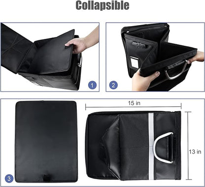 Fireproof Document Box File Organizer Box, Fireproof File Cabinet Box Storage Filing Cabinet Box with Lock, Portable Office Safe Box for Hanging Letter/Legal Folder 16.1 x 12.9 x 11in (Dark Black)