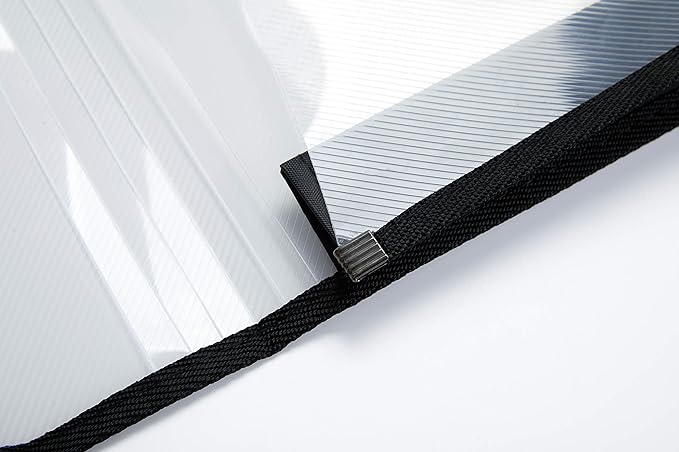 Plastic File Folder Poly Envelope Expanding File Wallet Document Folder with Snap Button Closure, Legal Size, 5 Pack Large Waterproof Accordion File Pouch (Transparent&Black)