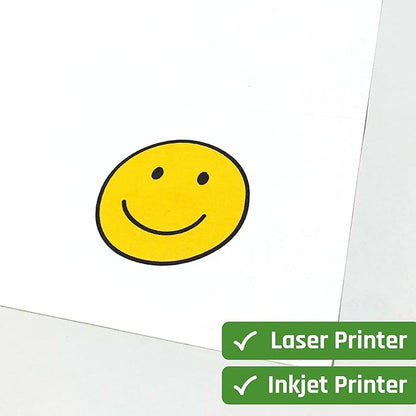 200 Sheets, Printable White Sticker Paper, Laser/Inkjet Printing - Matte, Letter Size (8.5" x 11")