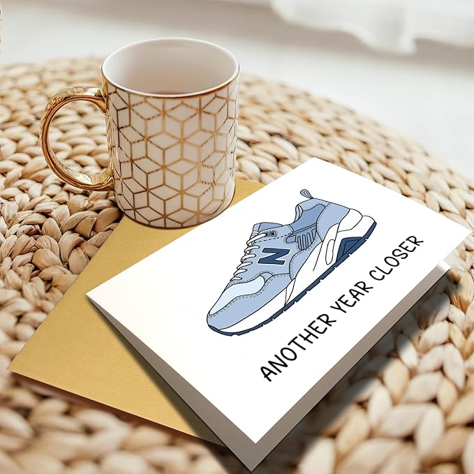 Chenive Funny Old Man Shoes Birthday Card, Humorous Birthday Card for Men, Getting Older Birthday Card for Dad Husband Boyfriend Friends, Another Year Closer Card