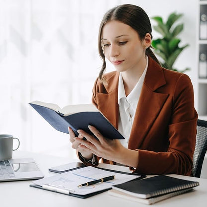 Hardcover Executive Notebooks, 160 Pages Line Ruled Classic Notebook Journal, Leather Notebooks with Pen Loop for Bussiness College Writing (Dark blue)