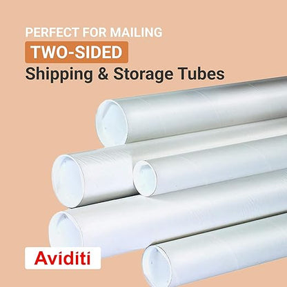AVIDITI Cardboard Tubes with Caps, 24"L x 2"W x 2"H, Pack of 50 | Poster Tube for Mailing and Storage of Blueprints, Artwork, Crafts, Long Art Holder, 24 inches