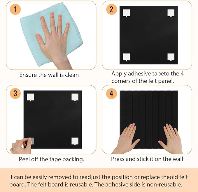 Smarpau 48"x36" Felt Bulletin Boards Felt Wall Tiles with Slat Wall Paneling 12 Pack Large Corkboard Cork Bulletin with Removable Adhesive Tabs Cork Tiles for Office Home Classroom Light Camel