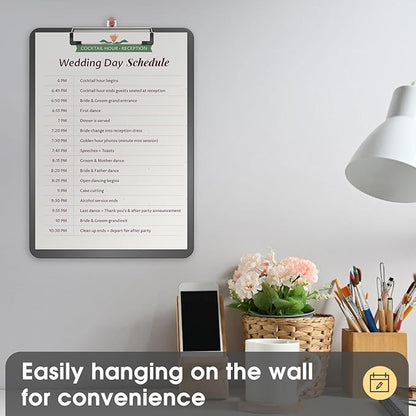 Plastic Clipboards, A4 Grey Clip Board 8.5x11 for Classroom, Students, Kid, Woman, Size 9" x 12.5" with Low Profile Clip, Office & School Supply