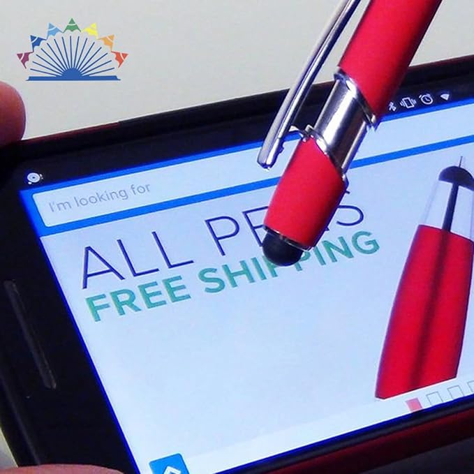 Ballpoint Pens with Stylus Tips，12 Pcs Retractable Metal Stylus Pen for Touch Screens, 1.0 mm Black Ink(Mixed Color)