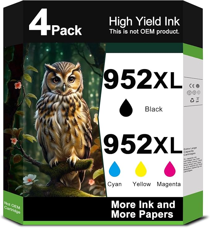 952XL 952 XL Ink Cartridge Combo Pack for 8710 7740 8720 Printer Ink Replacement for HP 952 952xl to Officejet Pro 8702 8210 7720 8715 8730 8740 8216 8725 8700 8200 Printer(Black Cyan Magenta Yellow)