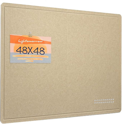 Large Bulletin Board - 48 x 48 Inches, Decorative Felt Pin Board for Wall - 4' x 4' Foldable Photo Display Board with Self-Adhesive Tape, Includes 20 Push Pins - Beige Brown