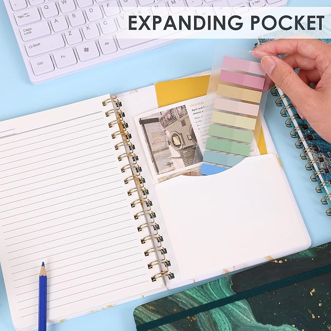 LABUK 3 Pack A5 Aesthetic Spiral Notebooks, Hardcover, College Ruled, 5.6 x 8.4 Inches 160 Pages, Suitable for Office and School Supplies