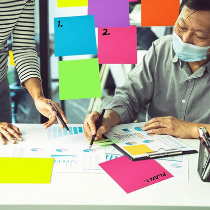 Zubebe 6 Pads 11 x 11 Inch Large Sticky Notes Jumbo Bright Colors Sticky Notepads Self Stick Note Square Memo Post Stickies for Office School, 25 Sheets/pad (Rainbow Color)