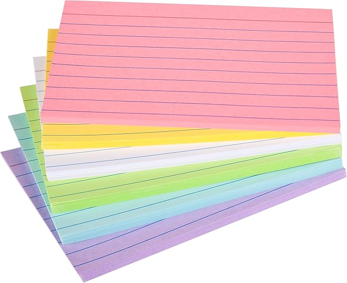 Index Cards 4" x 6" Colored, Ruled Index Cards, Ruled Lined Index Note Cards, Assorted Colors, 4x6 Flashcards for Studying, Blank on Back, Heavy Weight Flash Card 4 x 6, 156 Count (Inches, 4x6)