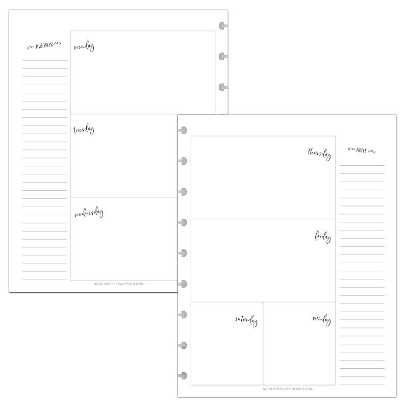 BetterNote Horizontal Undated Calendar Refill Pages for Disc Notebook, fits The Happy Planner, Discbound Levenger Circa, Staples Arc, TUL (Whimsy- 12 months, 9-Disc, 7"x9.25")