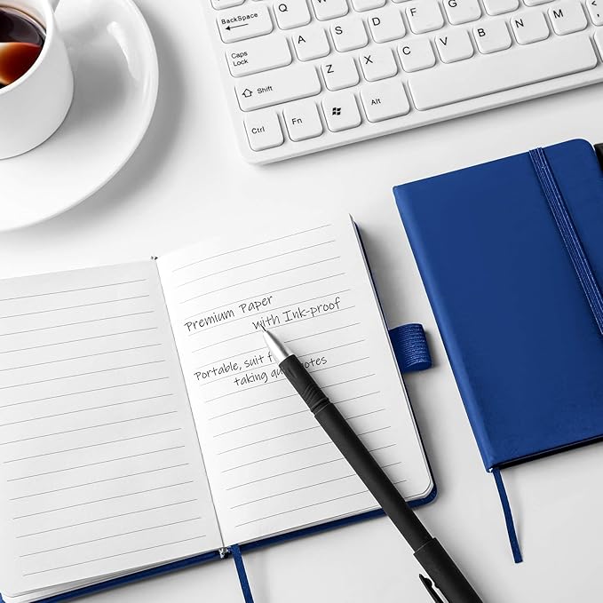 Laumoi 36 Sets Pocket Notebook Journals with Pens A6 Cute Small Journal Notebook Ruled Lined Mini Notepad Hardcover Executive Notebooks Set with Pen Holder for School Office, 3.7 x 5.7 Inch (Royal)