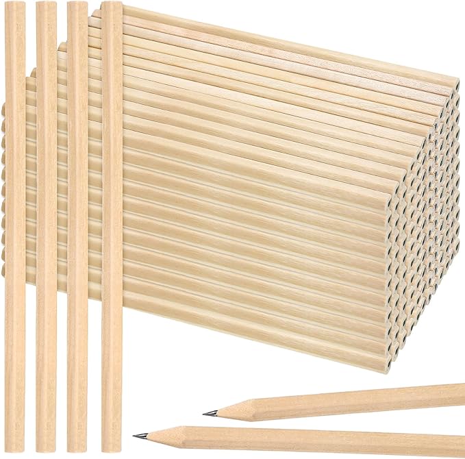 Fumete 500 Pieces Wooden Pencils Bulk No Eraser Hexagonal HB Graphite Unsharpened Natural Wood Pencils Without Erasers for Classroom School Home Office Drawing Sketching Learning