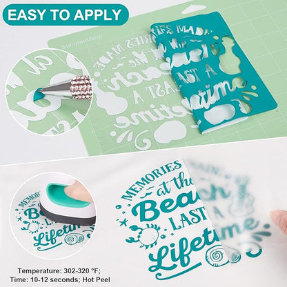 VINYL FROG Teal Heat Transfer Vinyl Roll 12"x5ft Aqua HTV Iron On Vinyl for T-Shirts Garments Bags and Other Fabrics