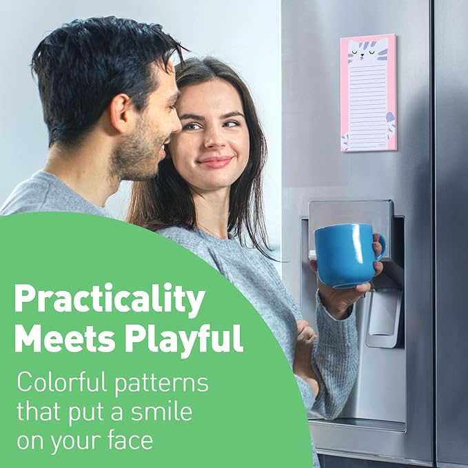 Sweetzer & Orange S&O Magnetic Notepads for Refrigerator 4 Pack, Sticky notes for Fridge Sets - Sticky Journals for Freezer - Magnetized memo sheets for cooler - 3.5” x 7”, 45 Pages