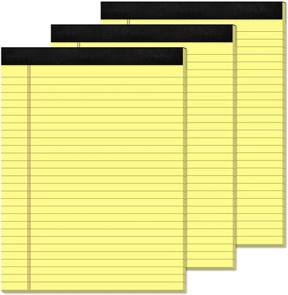 Yellow Legal Pads 8.5 x 11 Writing Pads Yellow Note Pads 8.5 x 11 Perforated Wide Ruled Lined Notepads Pads of Paper 3 Pack Yellow Pads 30 Sheets Per Notebook Legal Notepads for Office, Home, School