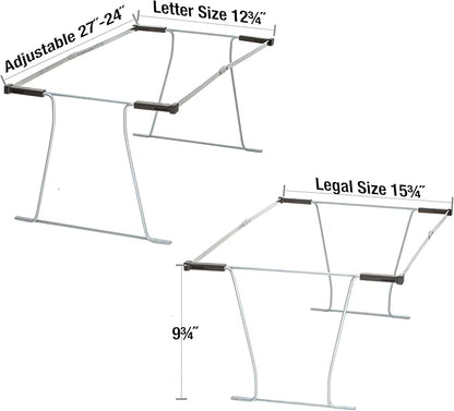 Officemate Universal Hanging File Frame, Letter and Legal Size, Rails 24 to 27, Steel, 1 Set (91966)