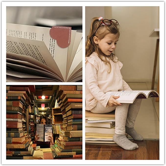 Leather Heart Bookmarks Cute Corner Page Book Marks for Kids Book Accessories for Reading Lovers Teacher Gifts for Women Book Lovers Gifts 6PCS 2025